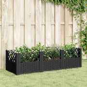 Fioriera da Giardino con Picchetti-Vaso da Esterno-Fioriera da Giardino Fissabile Nera 123,5x43,5x43,5 cm PP