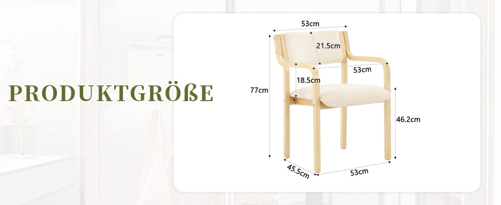 Sedie da pranzo set di 2 in legno curvato con braccioli e schienale ergonomico in tessuto teddy bianco