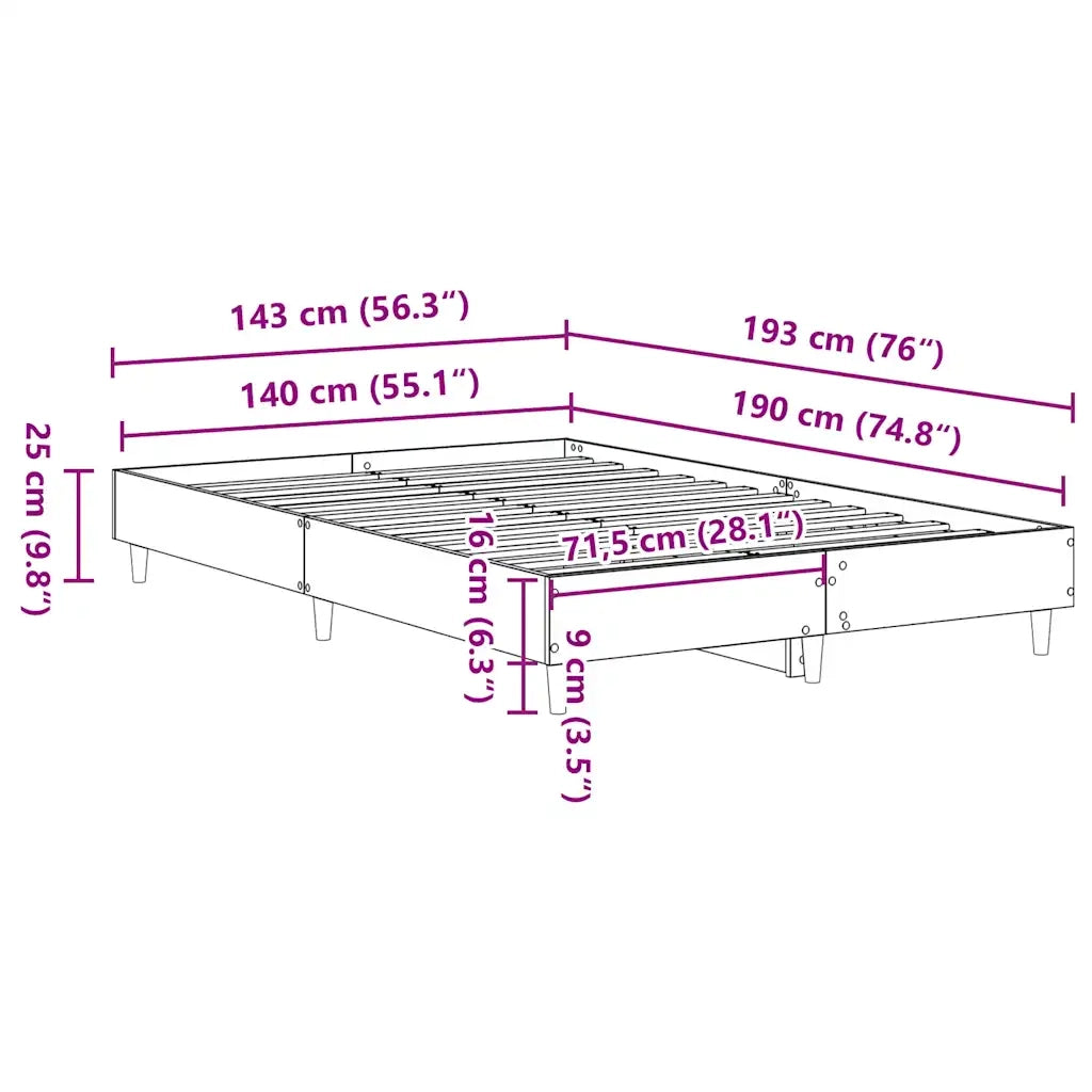 Giroletto senza Materasso Grigio Sonoma 140x190cm in Truciolato 861062