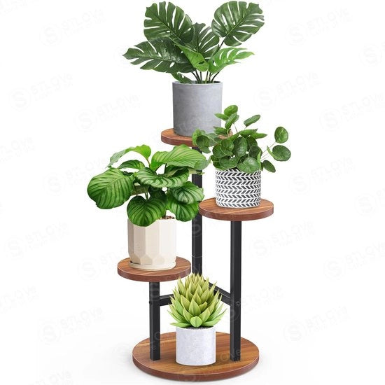Piantiera in Legno/Metallo con Multipli Livelli - Stendardo per Fiori 3 Livelli - Supporto per Vaso per Giardino/Camera da Soggiorno - Altezza 120 cm