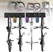 Supporto per biciclette per 4 biciclette e 3 anelli di appoggio per casco, Supporto per biciclette per garage o casa, Parete verticale, Supporto per biciclette, Anelli di appoggio sicuri, Sostegno fino a 250 kg, Progettato per risparmiare spazio