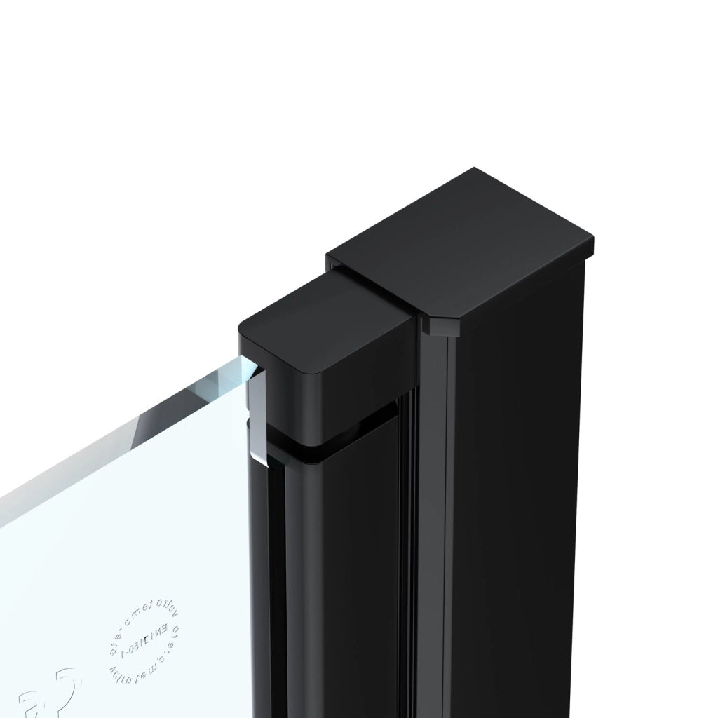 Box doccia 2 lati 100x80 cm fisso + porta un battente H200 cm cristallo 6mm profilo Nero Opaco PIPPO