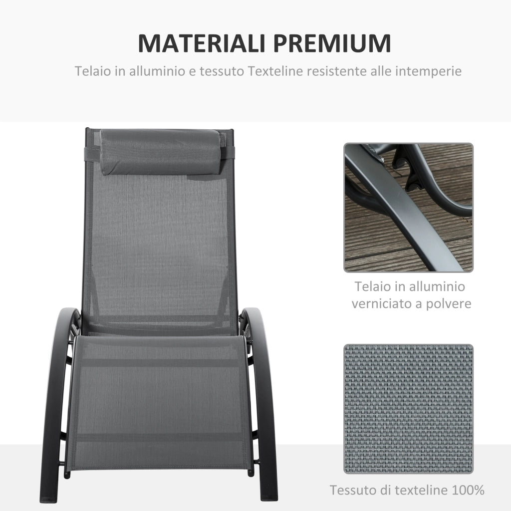 Sdraio da Giardino 5 Posizioni con Cuscino ¨C Minimal ¨C Alluminio Grigio