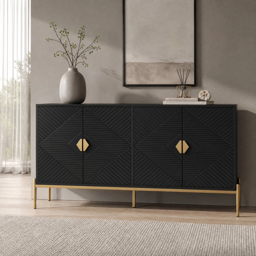 SIDEBOARD 162 x 40 x 80 cm Nero in MDF e pannello truciolare