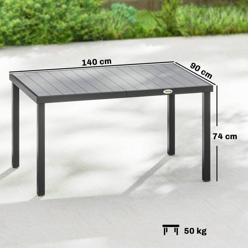 Tavolo da Giardino 6 Posti in Acciaio ¨C Minimal ¨C Grigio 140x90x74 cm