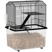 Gabbia per Criceti 3 Piani con Ruote ¨C Xylo ¨C Nero 57x43x74cm
