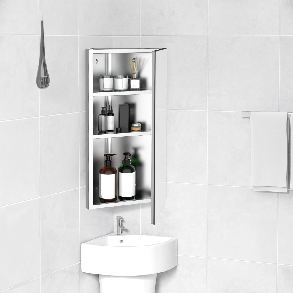 Armadietto Angolare Bagno con Specchio e Ripiani ¨C Zephmum ¨C Bianco 60x30x18.4cm