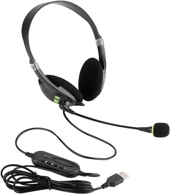 Computerhoofdtelefoon con connettore USB e microfono per riduzione del rumore in ufficio, aziendale e call center - leggero e ideale per l'industria aerea