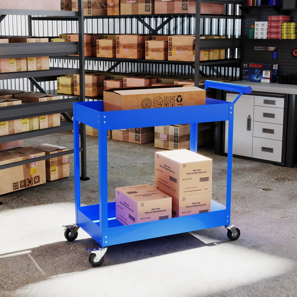 Carrello Porta Attrezzi 2 Ripiani ¨C Xylo ¨C Blu, 84,5x38x84cm