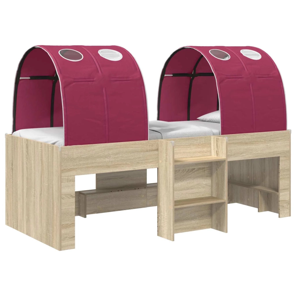 Letto con Tunnel 3 pz Sonoma e Rosso Legno ingegnerizzato 3423579