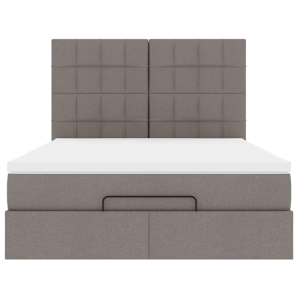 Struttura Letto Pouf con Materasso Tortora 140x190 cm Tessuto 3314007