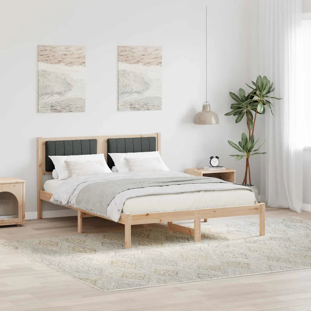 Letto matrimoniale | Letto per adulti | Letto con Testiera Rivestita Grigio scuro 140 x 200 cm