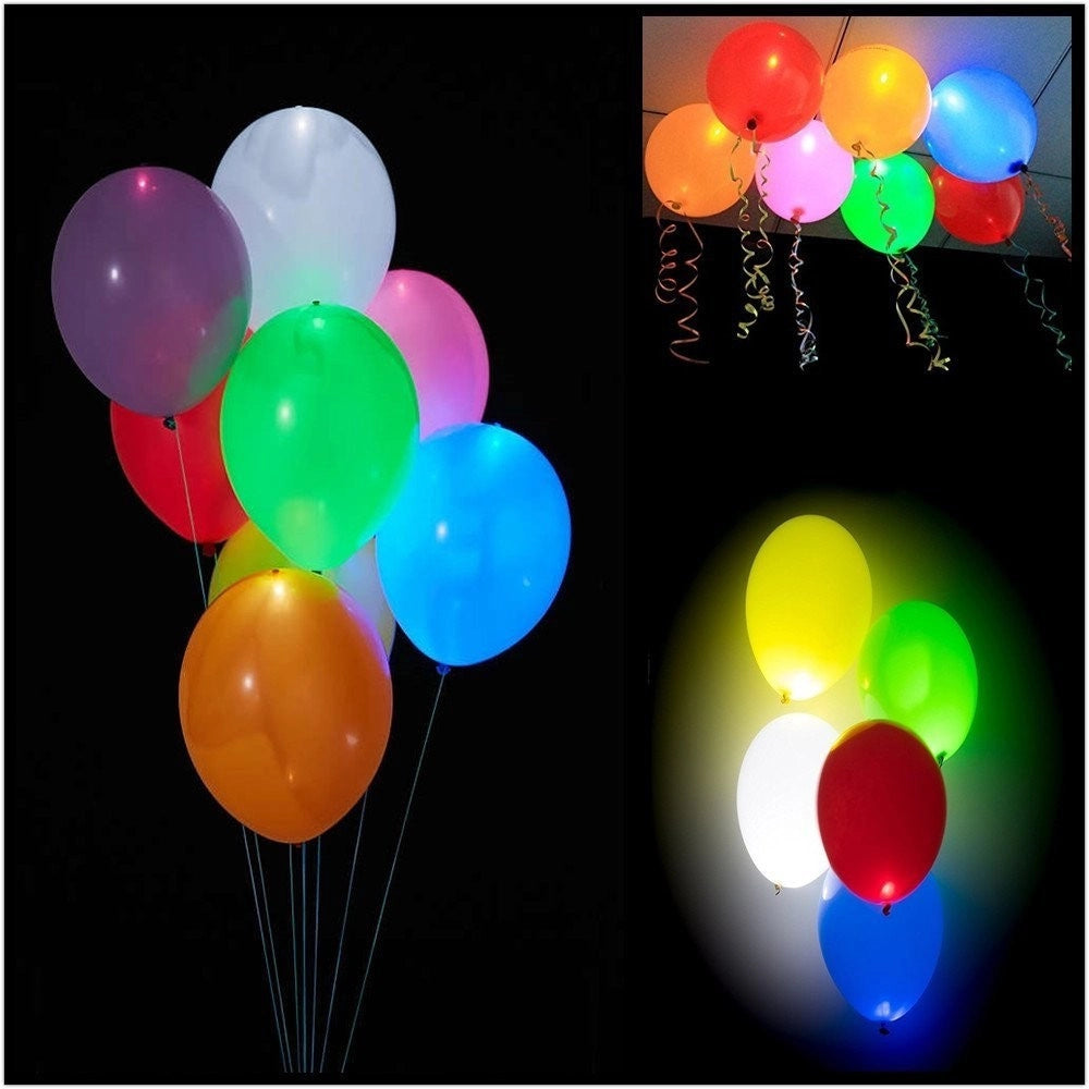 Trade Shop - Palloncini Luminosi 30 Cm Colorati Confezione 10 Pezzi Eventi Festa Balloon -