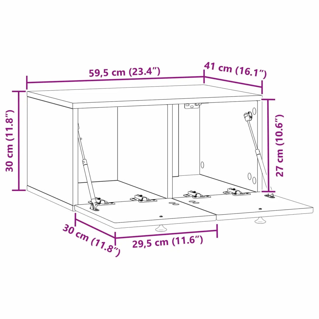 Mobile TV da Muro | Armadietto TV | Mobile Porta TV Legno antico 59,5 x 41 x 30 cm