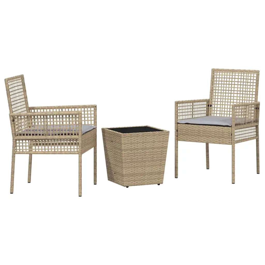 Set Bistro da Giardino 3 pz | Set Salotto da Giardino Beige polyrattan
