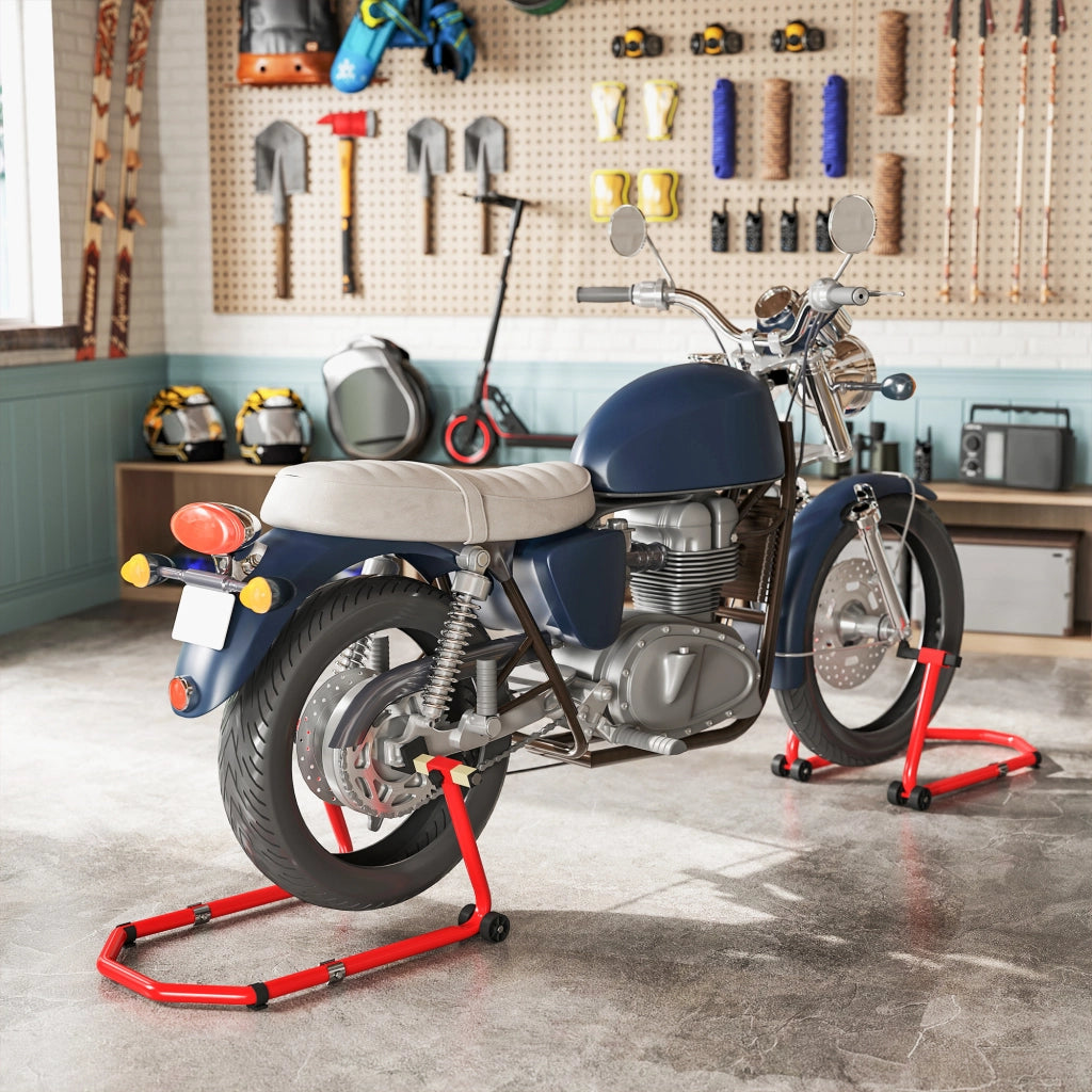 Cavalletto Moto Universale ¨C Xylo ¨C Capacit¨¤ 390kg Anteriore Posteriore Regolabile Rosso