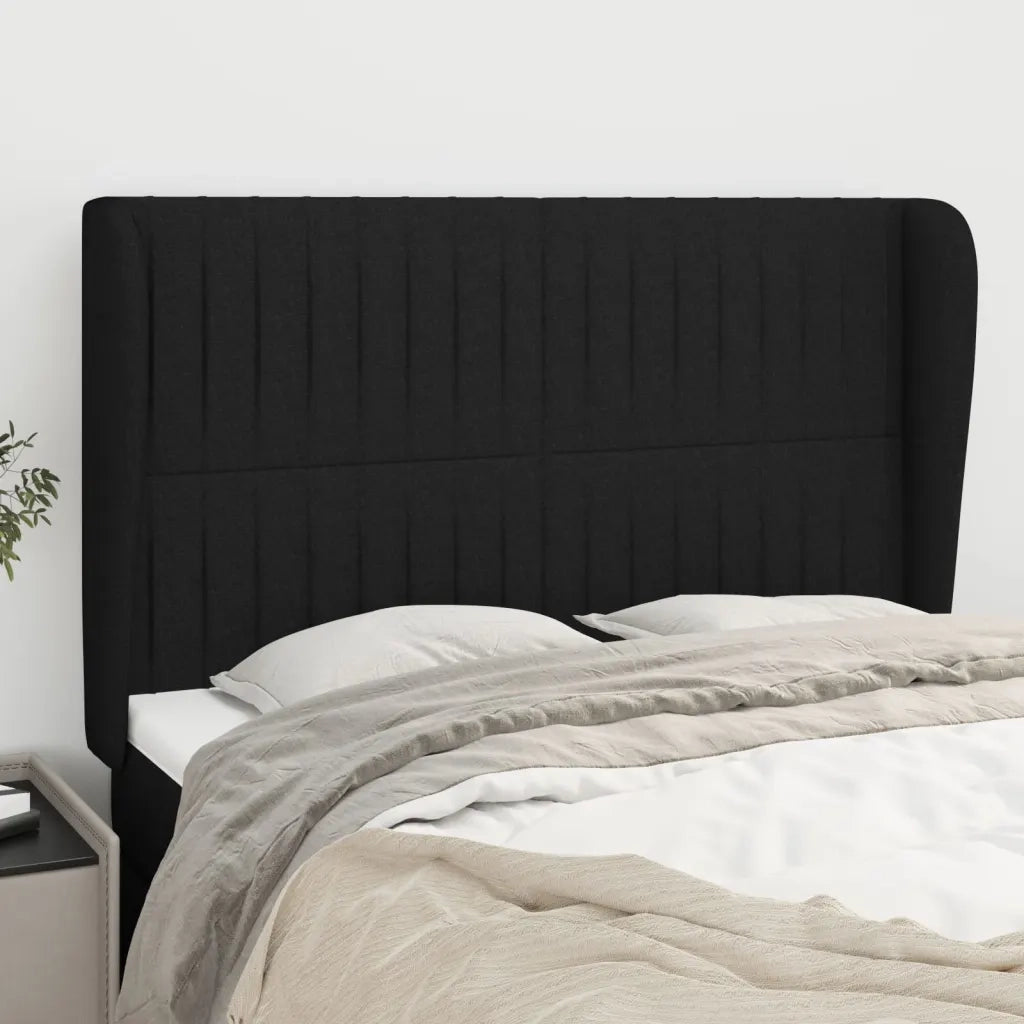 Testiera ad Orecchio Nera 147 x 23 x 118/128 cm in Tessuto 3118194