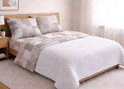 Completo Lenzuola Letto In 100% Cotone Made Italy Disegno Brick - Francese - Beige