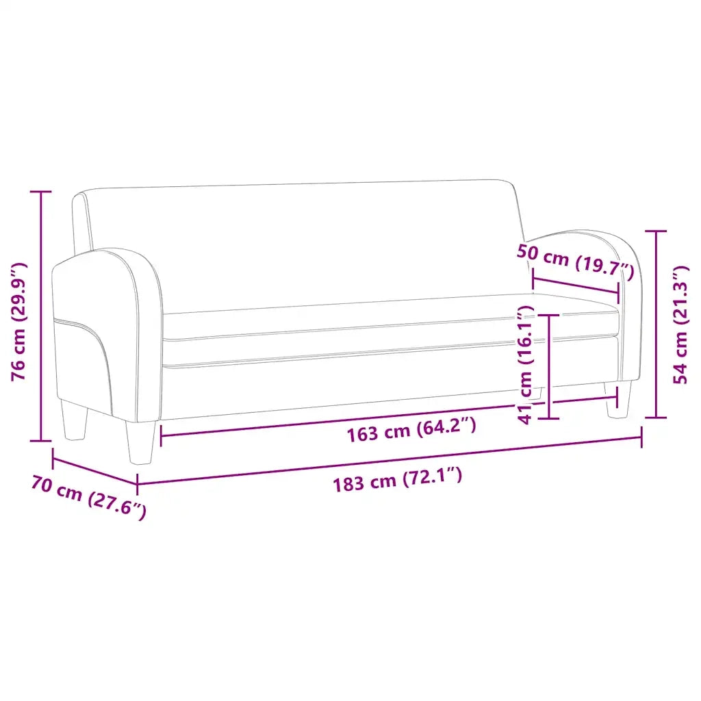 Divano a 3 Posti-Sofa 3 Posti in Pelle Scamosciata Sintetica Marrone