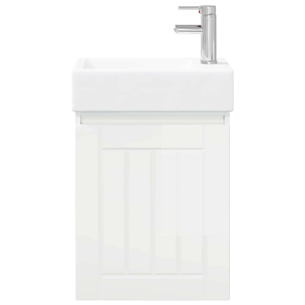 Mobile Bagno | Armadio da bagno con rubinetto Bianco Lucido 45,5 x 25,5 x 84 cm
