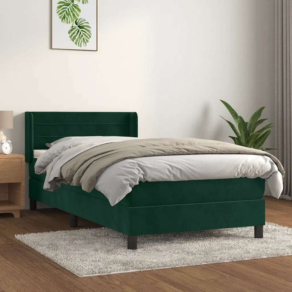 Giroletto a Molle con Materasso-Struttura Letto Verde Scuro 90x200 cm Velluto 276057