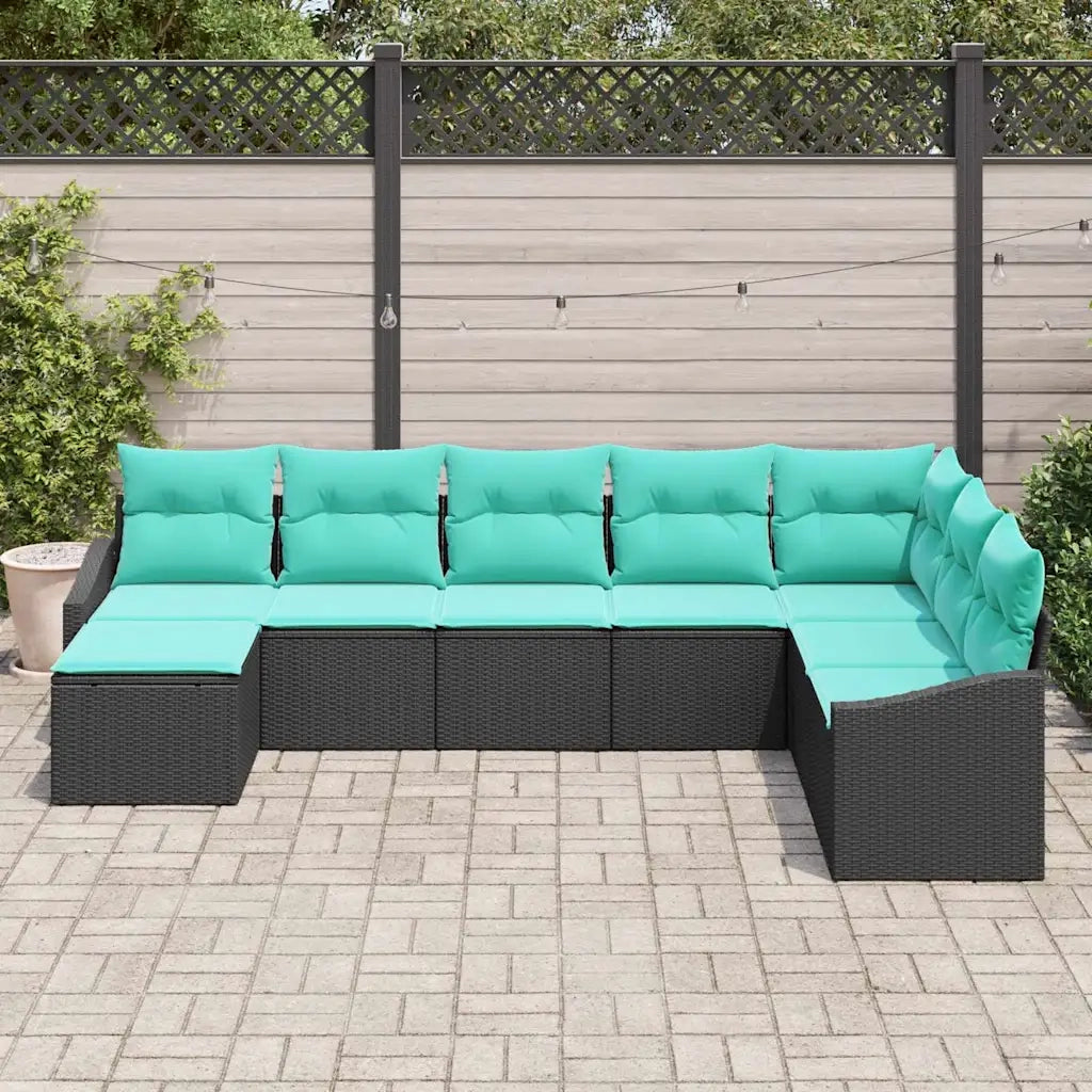 Set di divani con cuscino 8 pcs Nero polyrattan 3346846