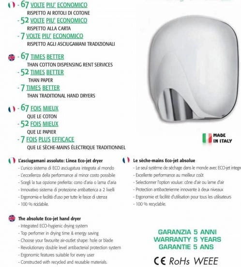 Asciugamani elettrico Ecostream abs 550 eco colore bianco