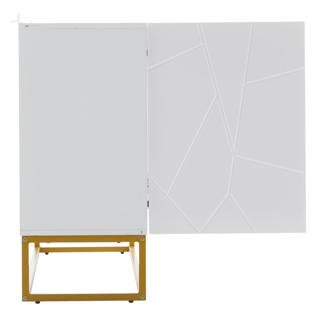 SIDEBOARD 130 cm Bianco/Oro con 3 ante e ripiani regolabili