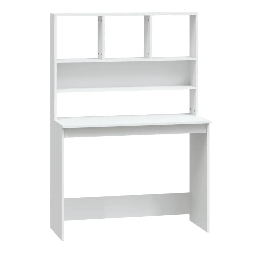 Scrivania | Tavolo da Ufficio con Mensole Bianca 102x45x148 cm in Legno Multistrato
