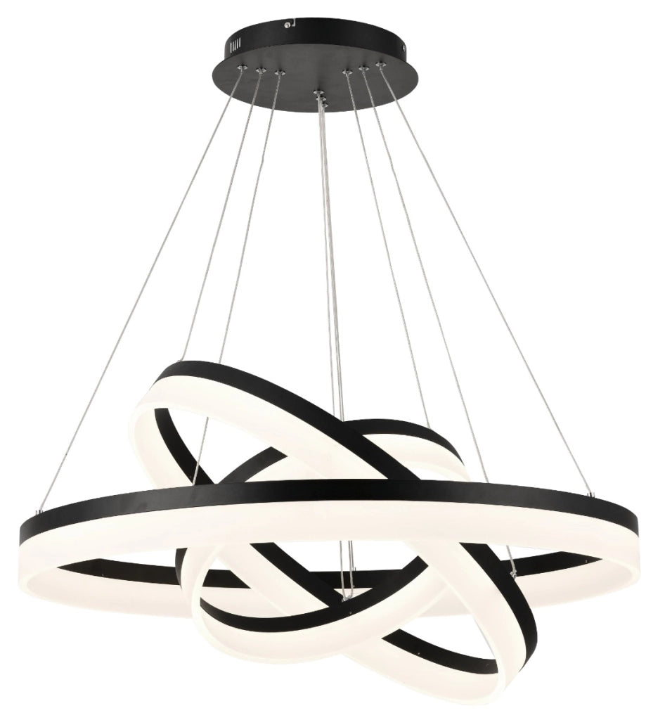 Lampada sospensione Cornelia 3 anelli neri LED 114W Reality