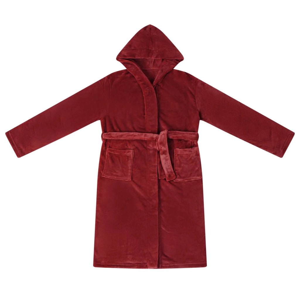 Accappatoio con Cappuccio Rosso Bordeaux m Flanella CFW9500717