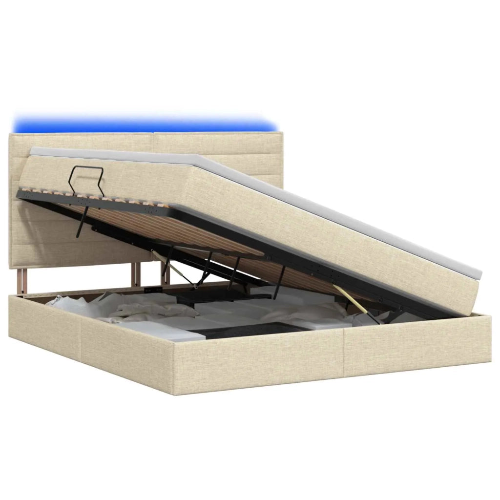 Letto con contenitore LED e materasso Crema 180 x 200 cm 3459901
