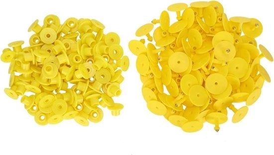 Etichette di identificazione PU gialle da 100 pezzi - pecore, bovini, vacche, maiali.