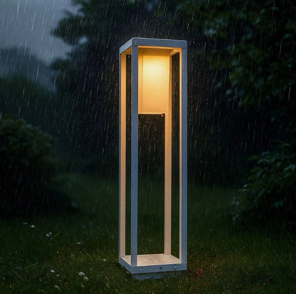 Lampada da Giardino attacco lampadine E27 IP65 H60cm Paletto Luminoso Bianco Moderno Lampioncino da Esterno per Vialetti Giardini
