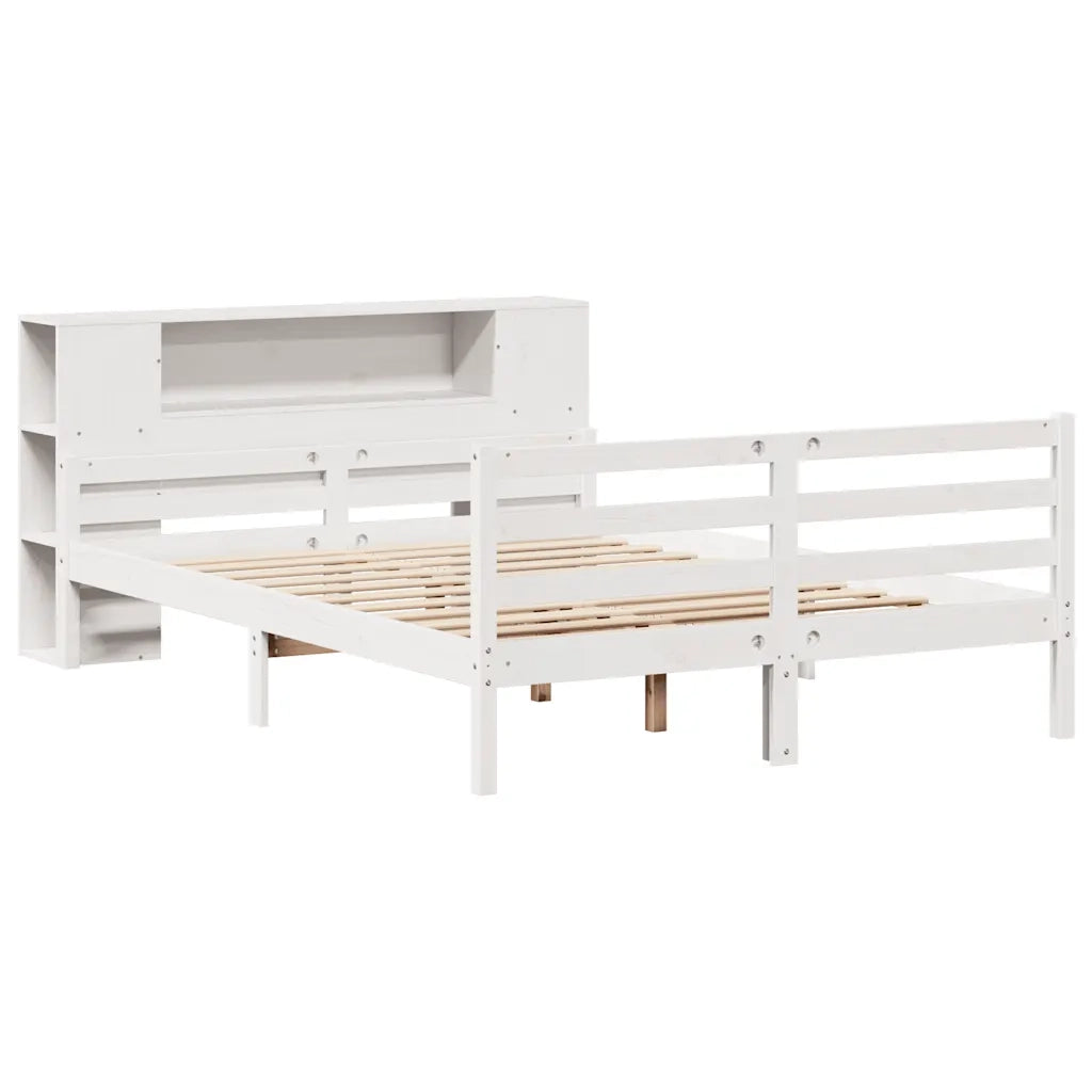 Letto Libreria senza Materasso Bianco 150x200 cm Legno di Pino 3322206