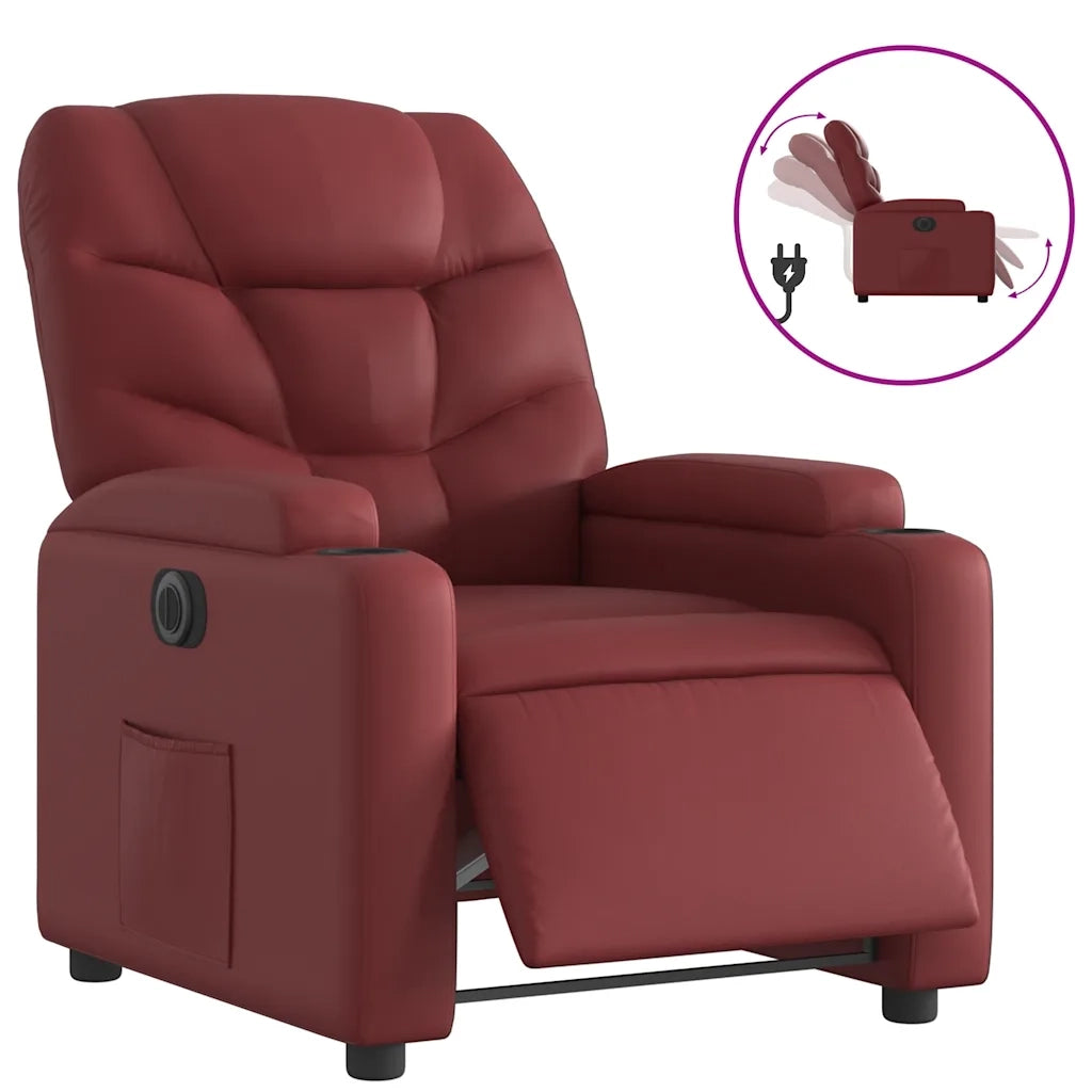 Poltrona | Sedia Relax Reclinabile Elettrica Rosso Vino in Similpelle