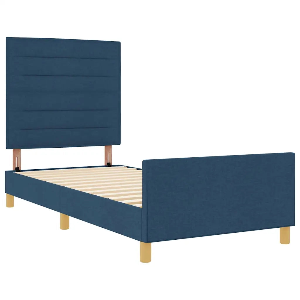 Struttura del letto con testiera Blu 90 x 200 cm Tessuto