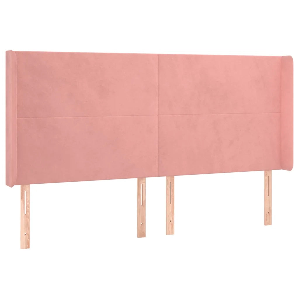 Letto a Molle con Materasso e LED Rosa 160x200 cm in Velluto
