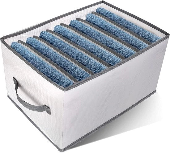 Organizzatore di Vestiti - 7 Comparti Box di Stoccaggio Pieghevole con Partizioni in PP per Abiti, Jeans, Pantaloni e Maglietta