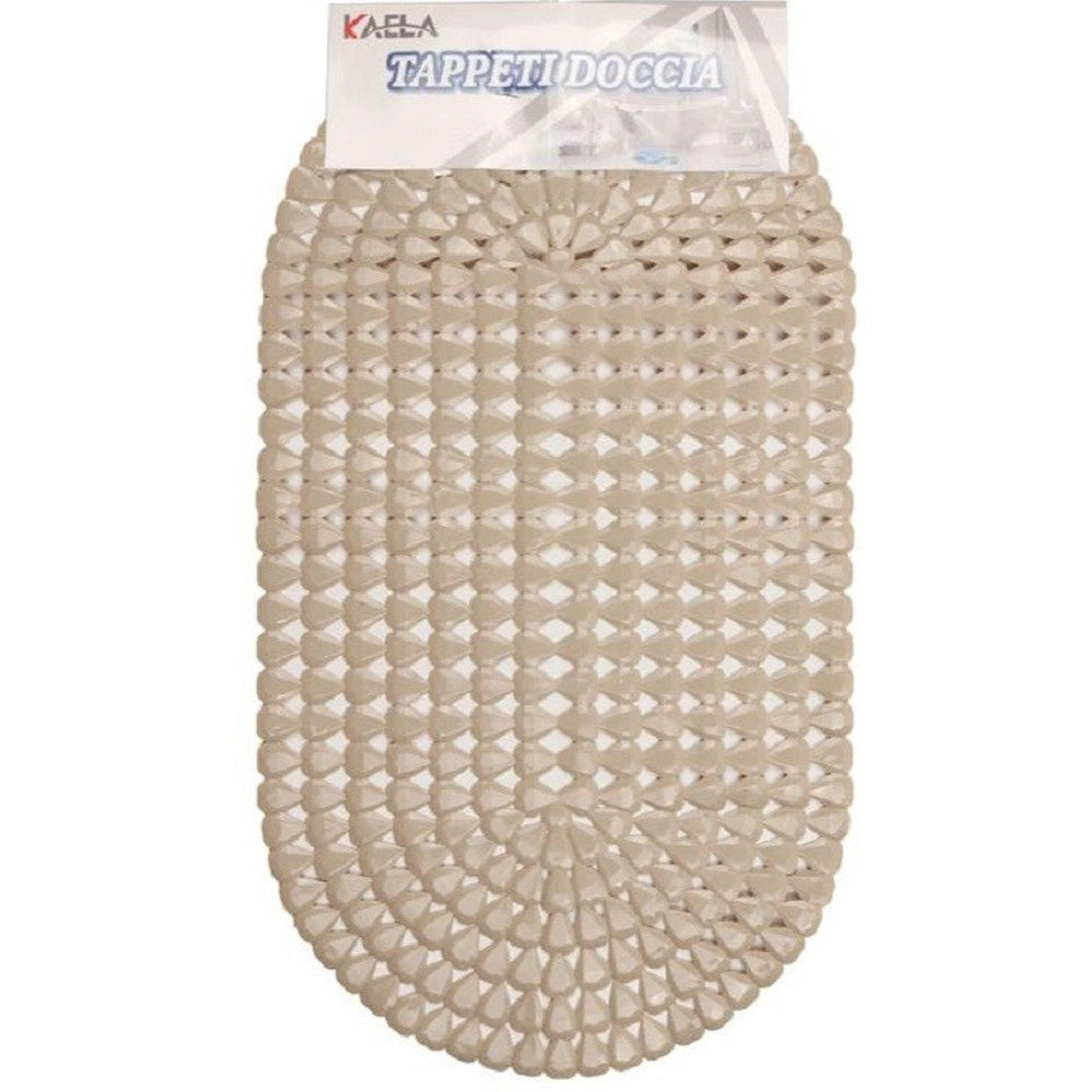 Trade Shop - Tappeto Antiscivolo Ovale Diamante Cachi Per Vasca Bagno Doccia 36 X 66 Cm 87860 -