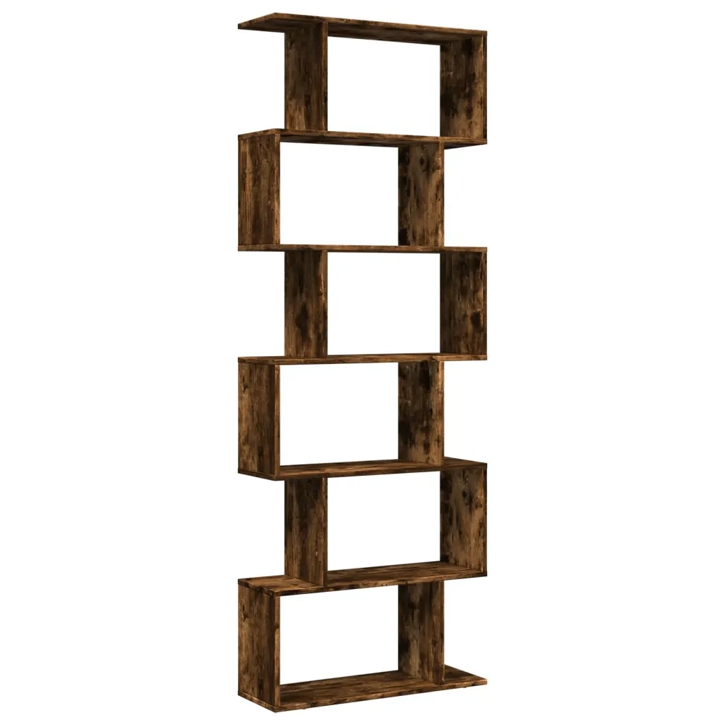 Libreria 6 Ripiani-Scaffale per Libri-Mobile di Stoccaggio Rovere Fumo 70x24x193 cm in Truciolato