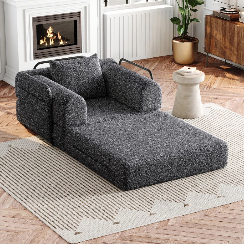 Divano Letto 2 in 1 con Vano Contenitore ¨C MINIMAL ¨C Tessuto Chenille, Struttura Metallo