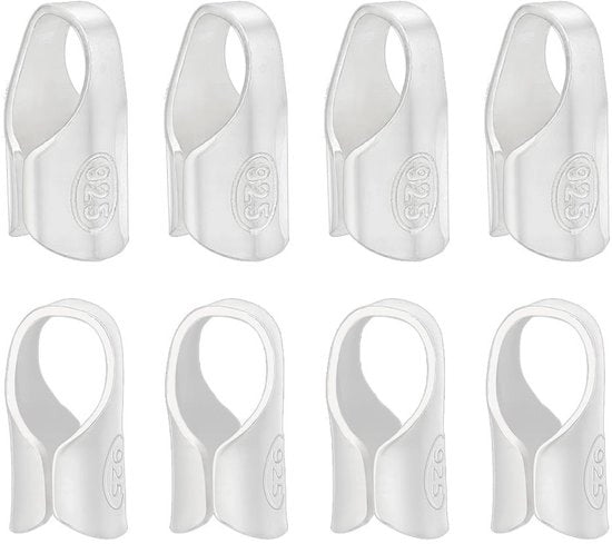 8 pezzi di chiusura in argento sterling 925, fine chiusura a crimp, estremità crimpate 3,5 mm, protezione per cavi, chiusura a barile per buis, estremità per connettori per collane, bracciali, gioielli artigianato