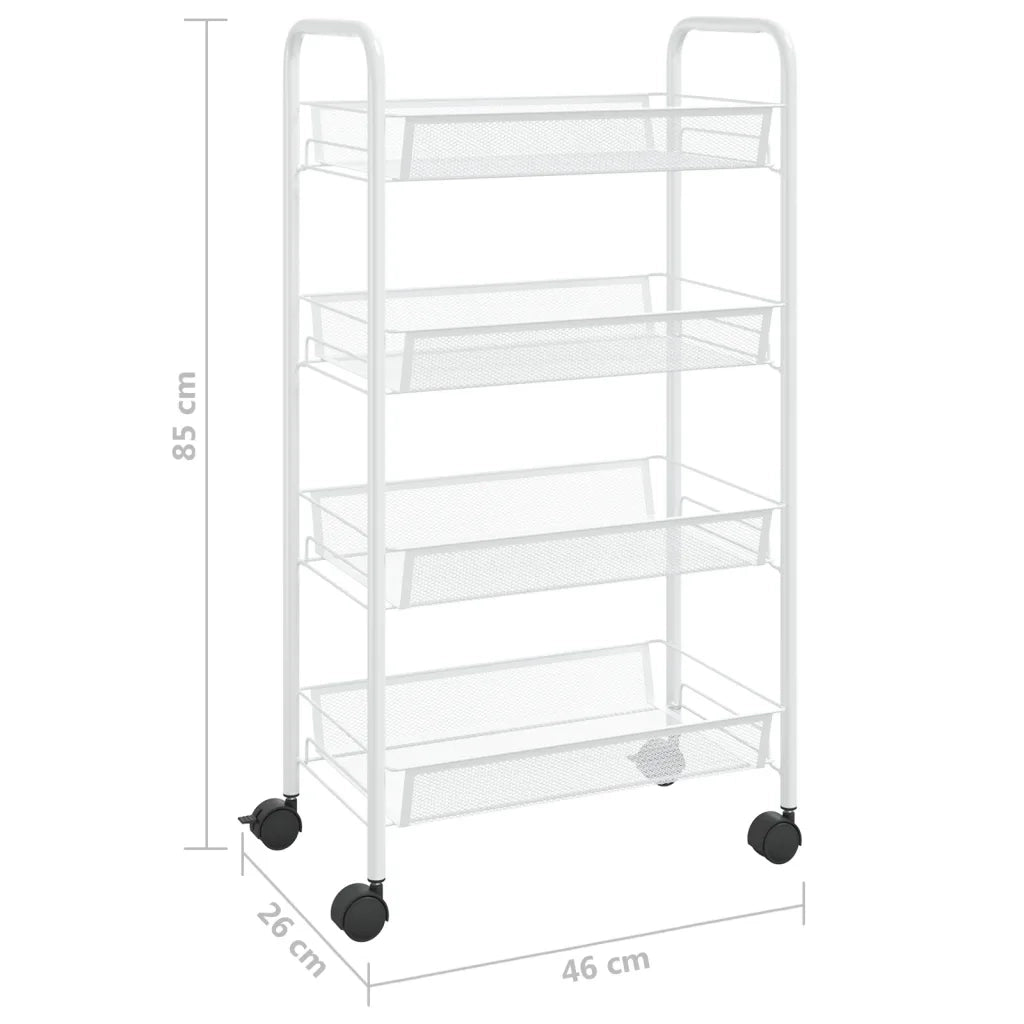 Carrello da Cucina con 4 Ripiani Bianco 46x26x64 cm in Ferro CFW1886461