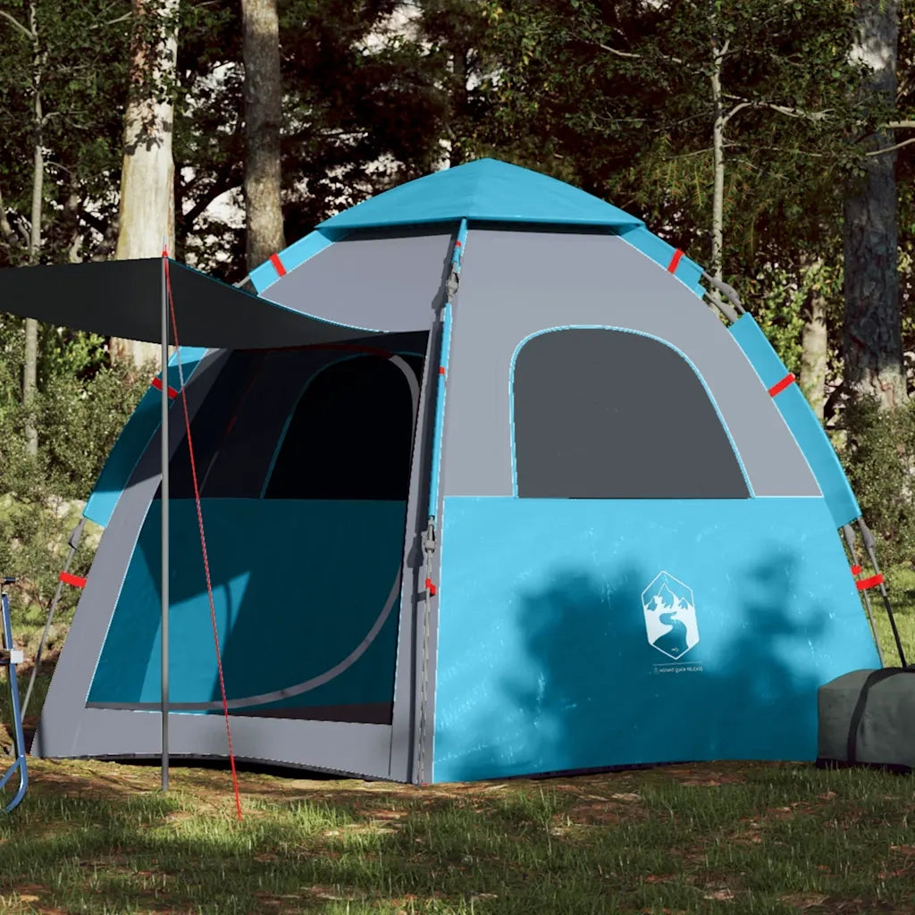 Tenda da Campeggio Cabina 4 Persone Blu a Rilascio Rapido 4005333