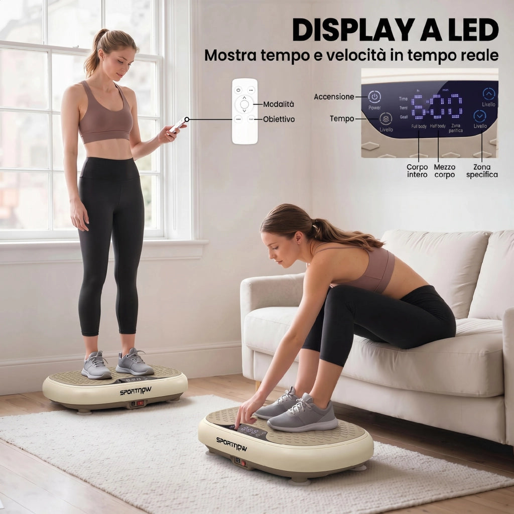 Pedana Vibrante Fitness ¨C Xylo ¨C 20 Livelli di Velocit¨¤, 3 Programmi, Display LED, Telecomando