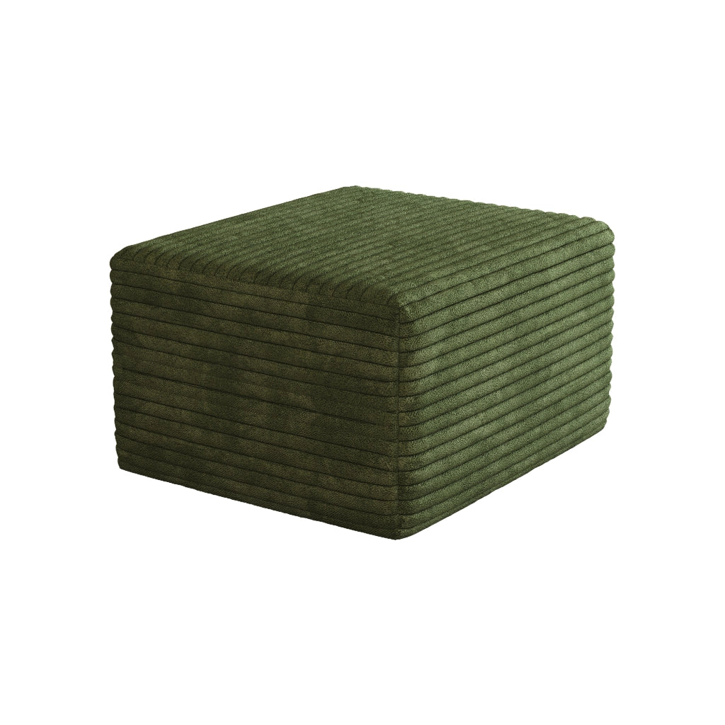Poltrona pouf con seduta in schiuma ad alta elasticità e rivestimento in tessuto a coste verde