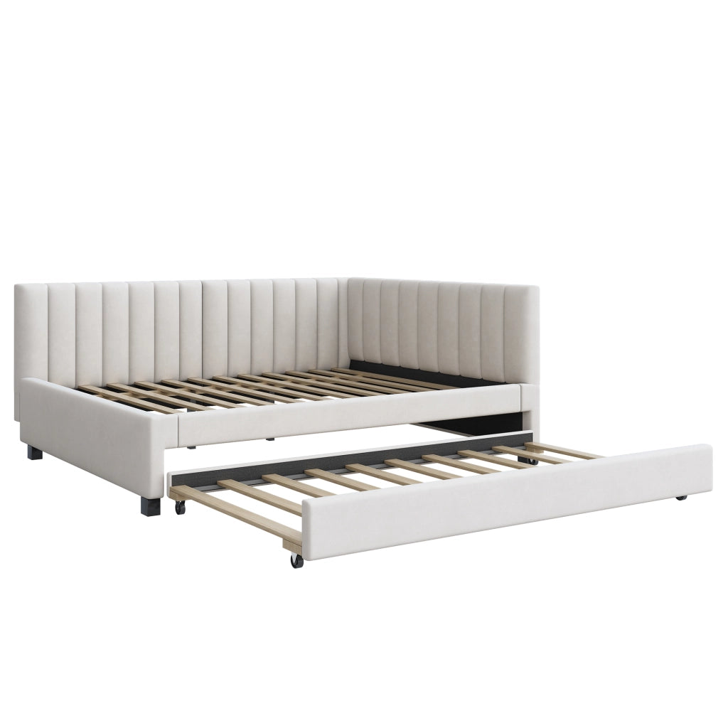 Letto poltrona estraibile in velluto beige 140x200 cm