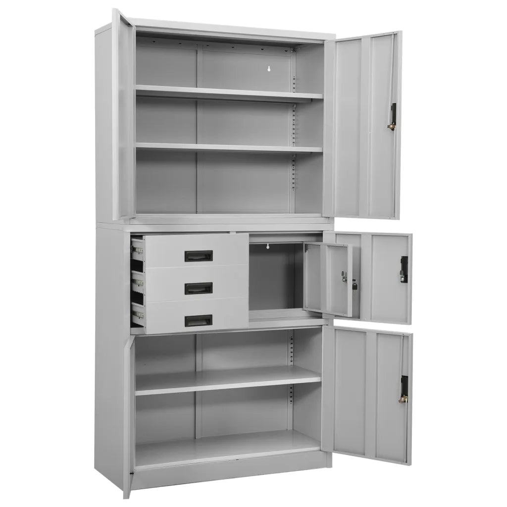 Armadio per Ufficio Grigio Chiaro 90x40x180 cm in Acciaio 336414
