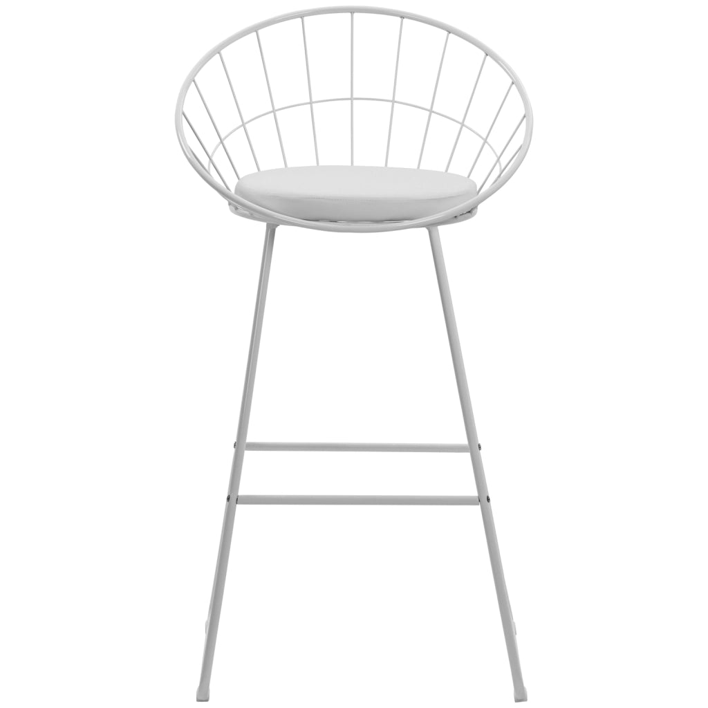 Set di 2 sgabelli da bar 75cm in metallo bianco e cuscino bianco ALEX